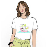 Palm Springs Flamingo Float Crewneck Short Sleeve Graphic T Shirt