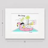 Pink Flamingo - Matted Art Print 8" x 10"